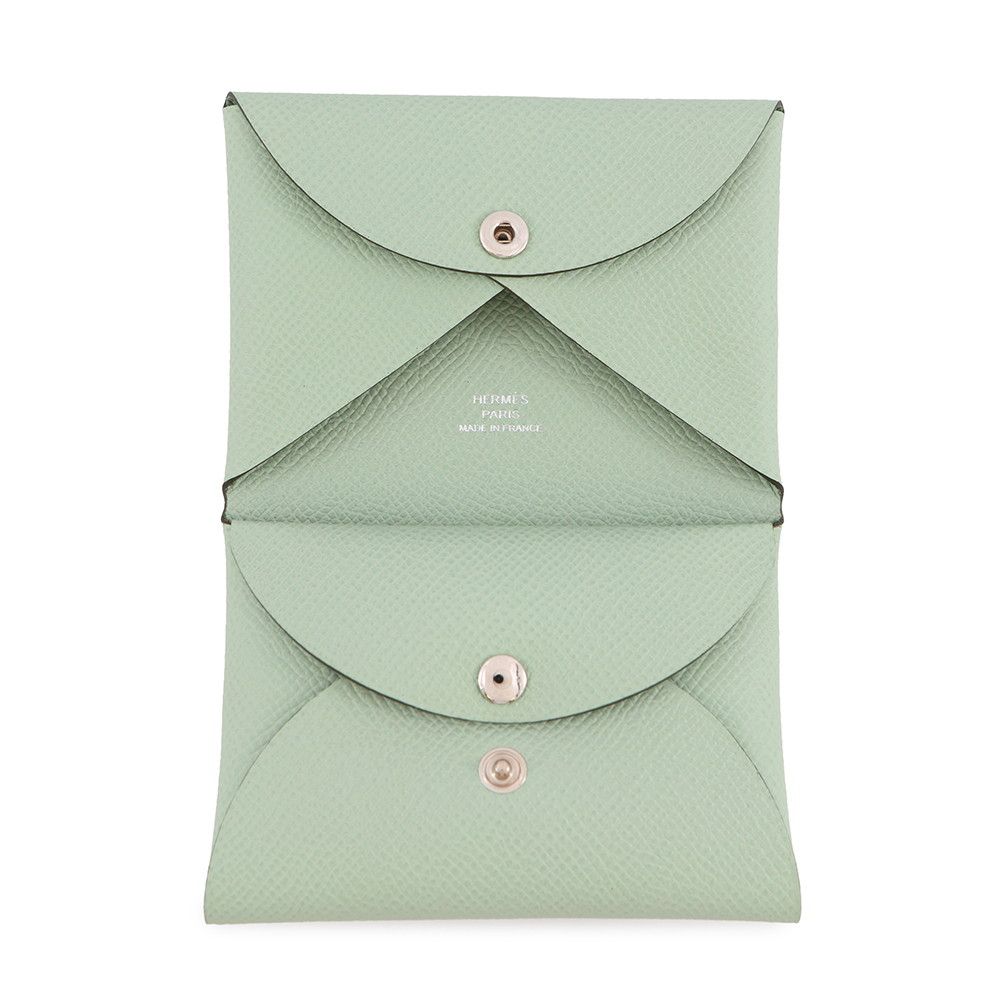 Hermes Coin Case Calvi Duo Vert Silver Epsom — view 4