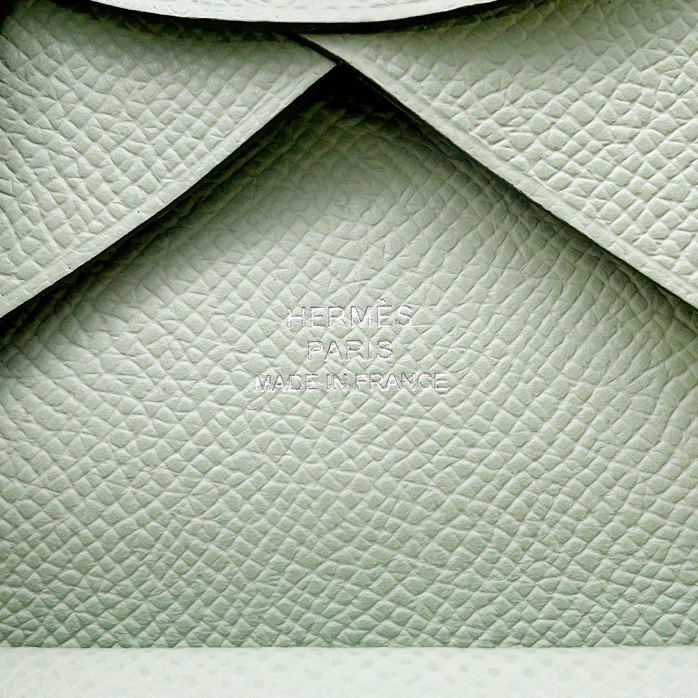 Hermes Coin Case Calvi Duo Vert Silver Epsom — view 9