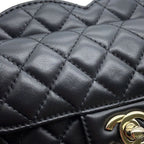 Chanel Chain Shoulder Bag Quilted CC Logo Lambskin Black — view 7