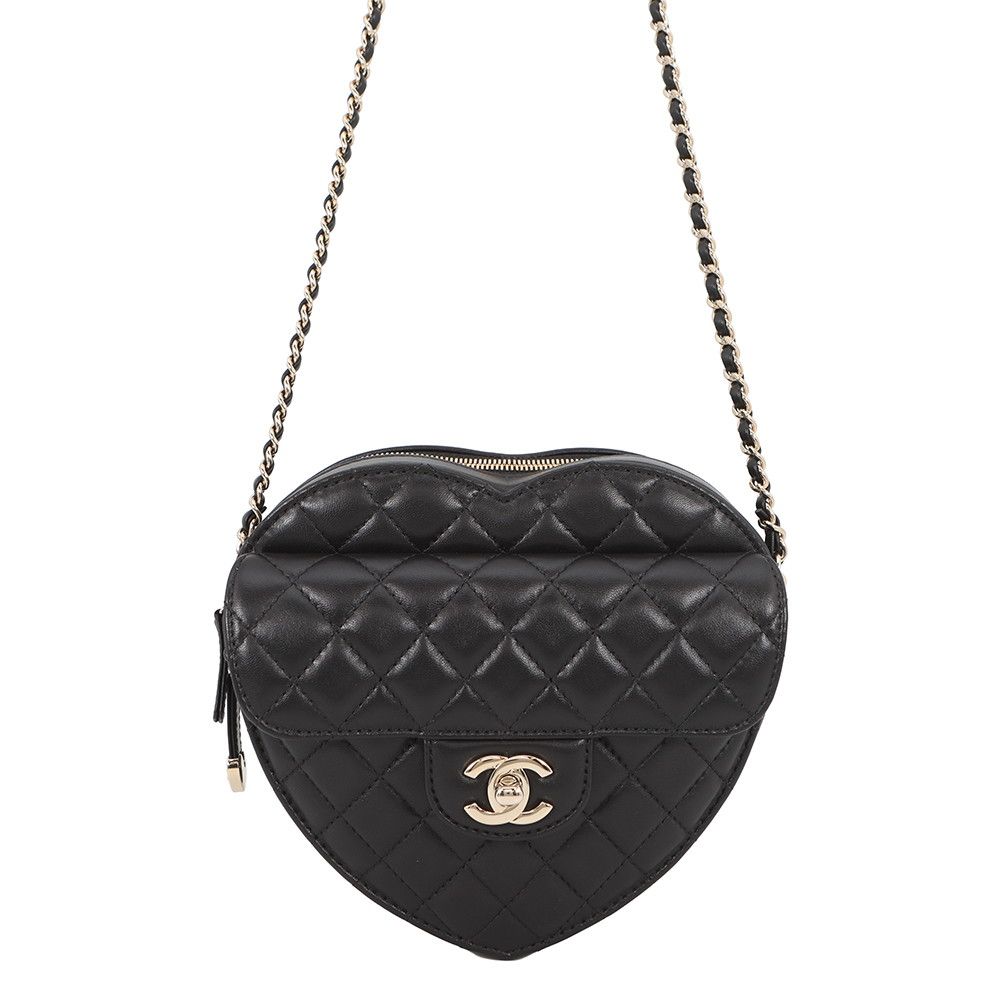 Chanel Chain Shoulder Bag Quilted CC Logo Lambskin Black