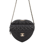Chanel Chain Shoulder Bag Quilted CC Logo Lambskin Black