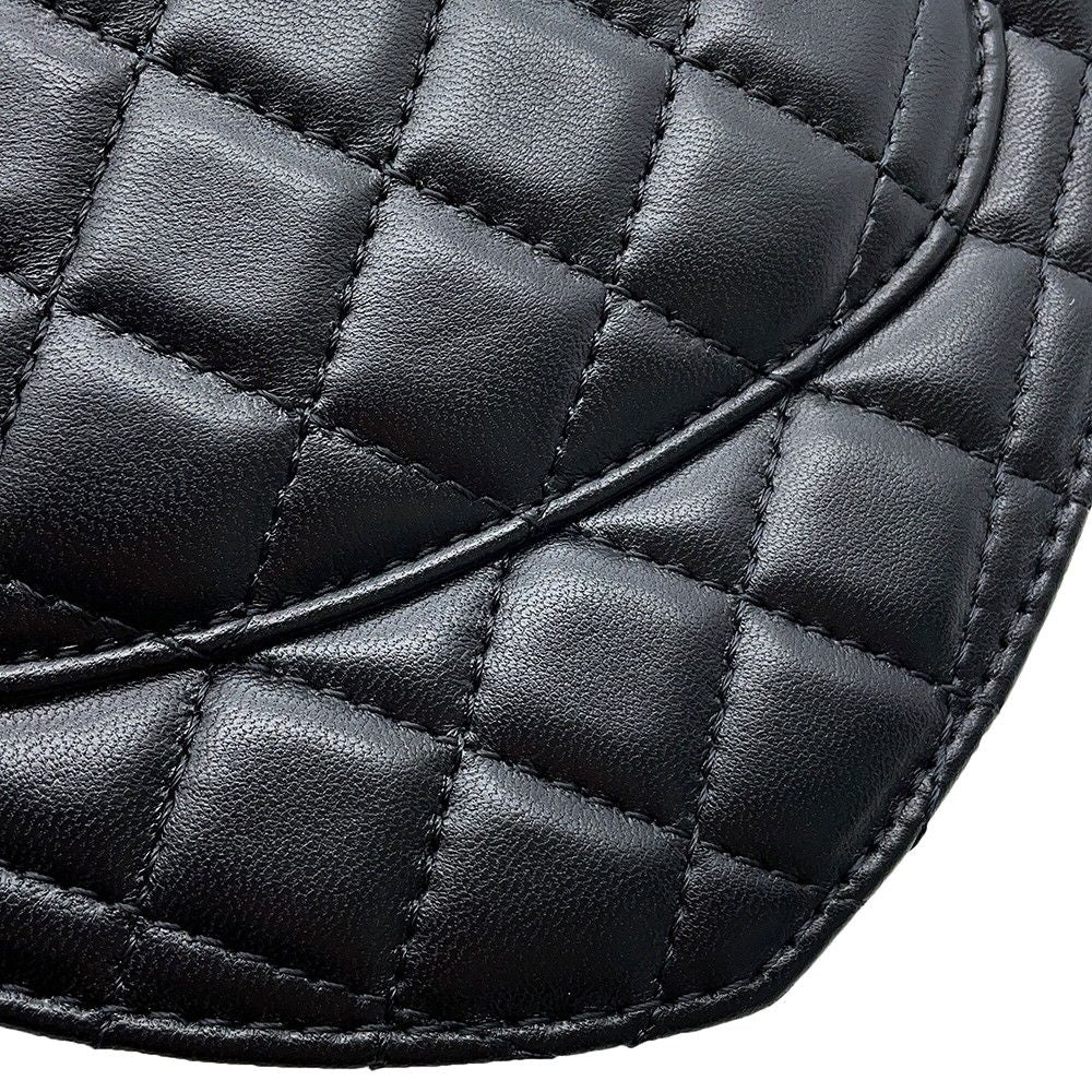 Chanel Chain Shoulder Bag Quilted CC Logo Lambskin Black — view 9