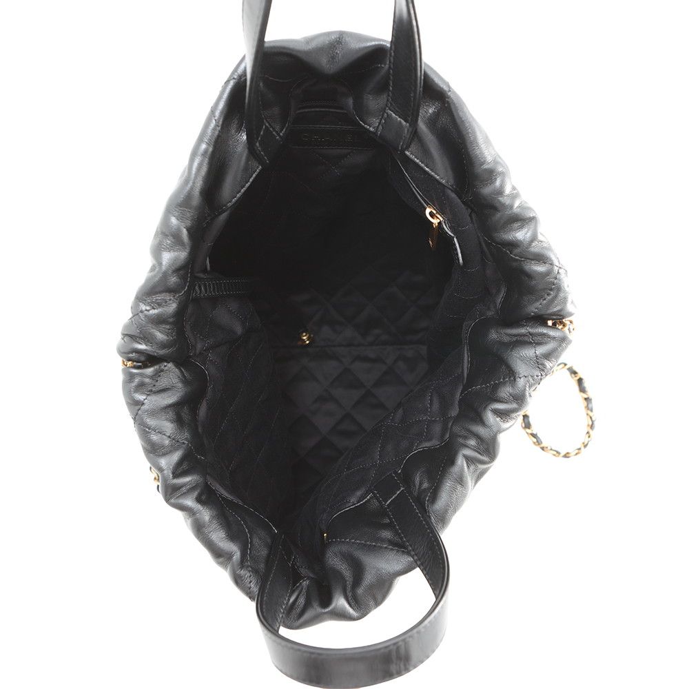 Chanel Backpack 22 Large Shiny Calf Leather Black — view 5