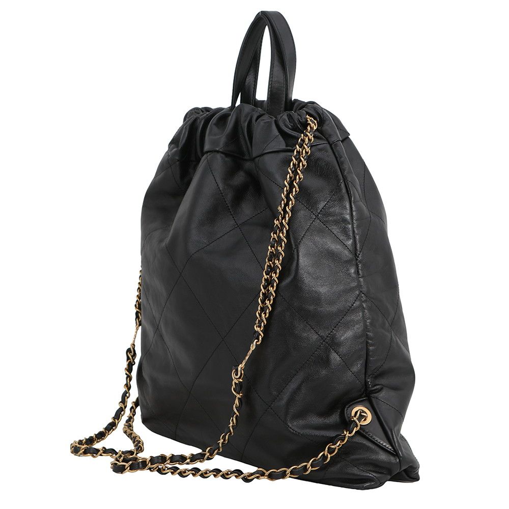 Chanel Backpack 22 Large Shiny Calf Leather Black — view 2