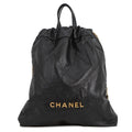 Chanel Backpack 22 Large Shiny Calf Leather Black