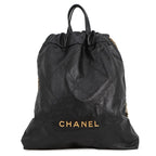 Chanel Backpack 22 Large Shiny Calf Leather Black