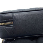 Chanel Chain Shoulder Bag Quilted CC Logo Top Handle Caviar Leather Black — view 7