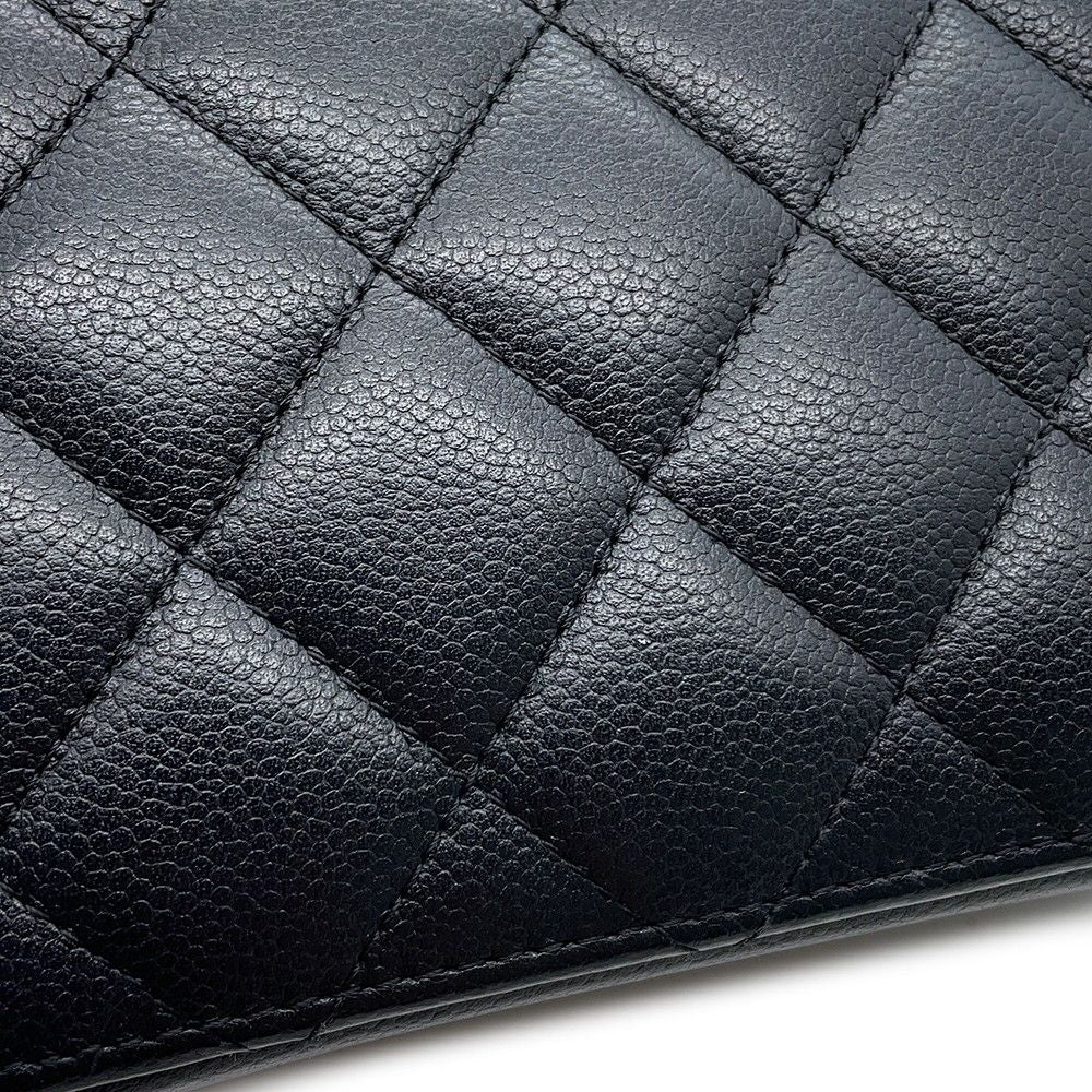Chanel Chain Shoulder Bag Quilted CC Logo Top Handle Caviar Leather Black — view 9
