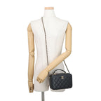Chanel Chain Shoulder Bag Quilted CC Logo Top Handle Caviar Leather Black — view 4