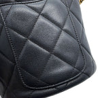Chanel Chain Shoulder Bag CC Logo Quilted Drawstring Caviar Leather Black — view 7