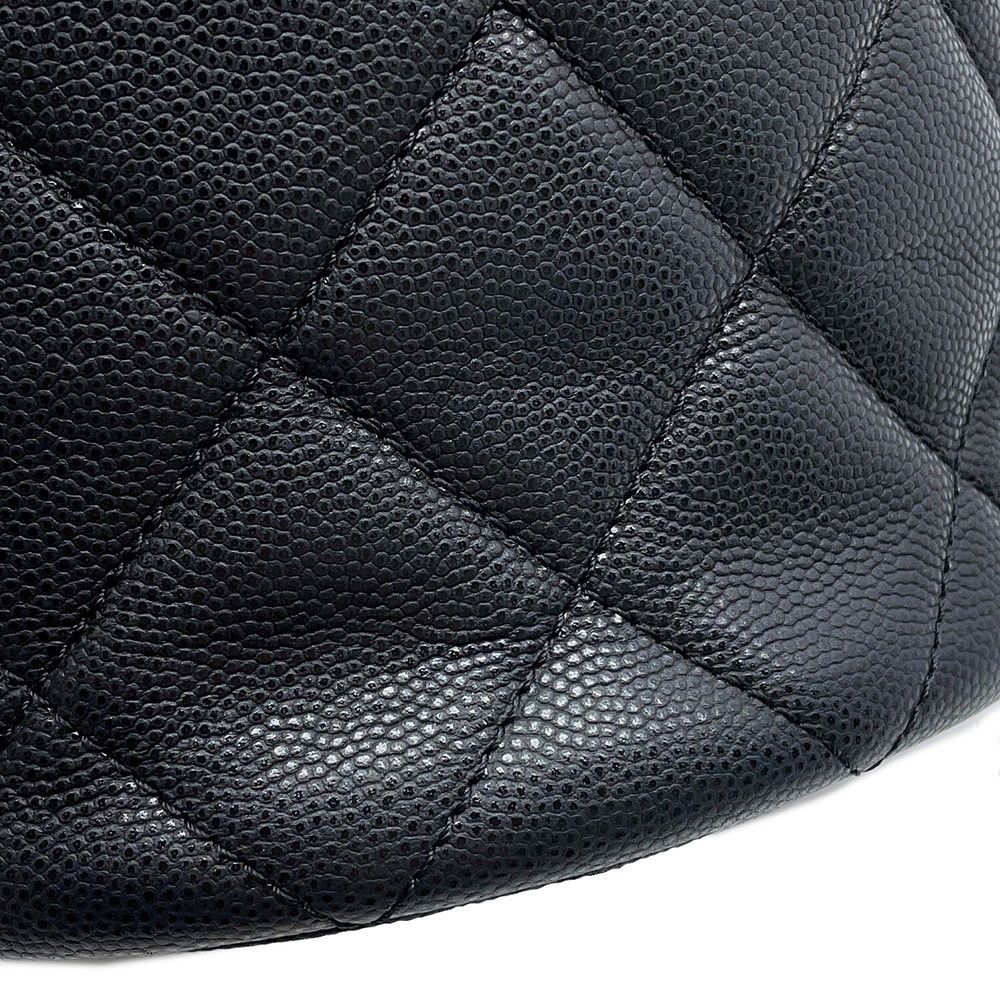 Chanel Chain Shoulder Bag CC Logo Quilted Drawstring Caviar Leather Black — view 6