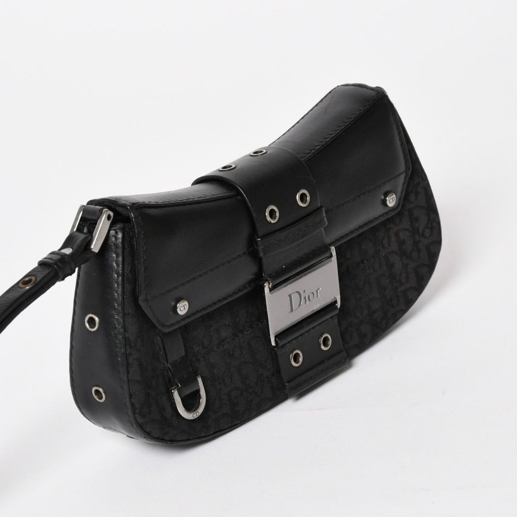 Dior Street Chic Trotter Handbag Black Cotton Canvas Silver — view 3