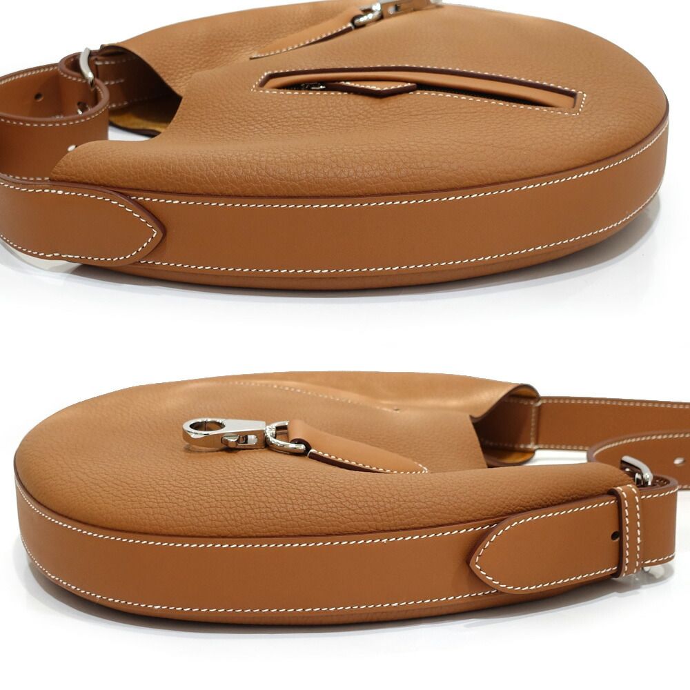 Hermes Arson Shoulder Bag Togo Leather Gold White Stitching Brown — view 3