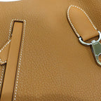 Hermes Arson Shoulder Bag Togo Leather Gold White Stitching Brown — view 6