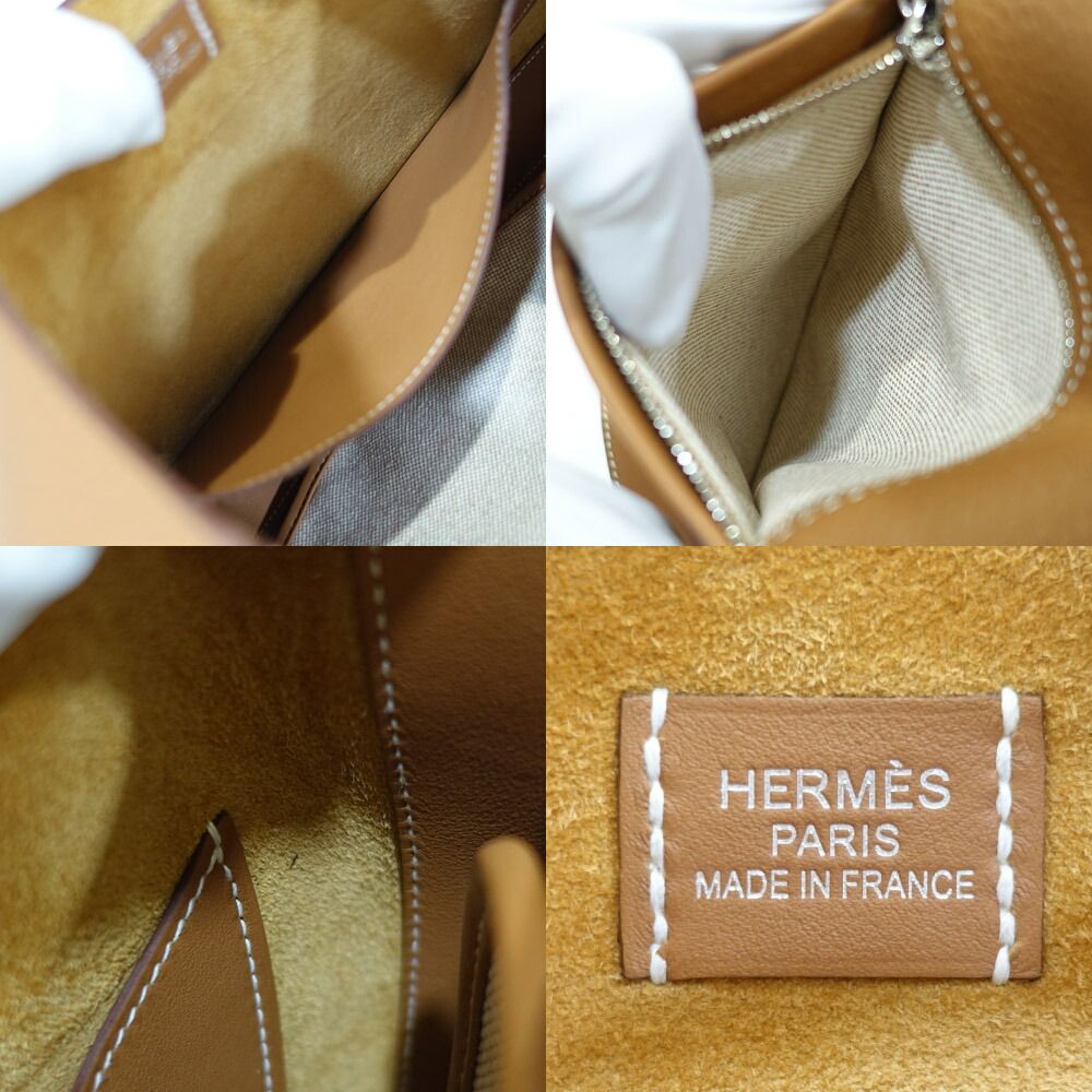 Hermes Arson Shoulder Bag Togo Leather Gold White Stitching Brown — view 7