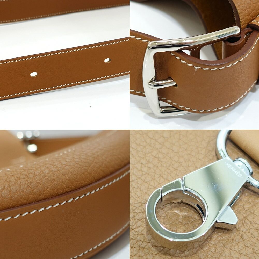 Hermes Arson Shoulder Bag Togo Leather Gold White Stitching Brown — view 9