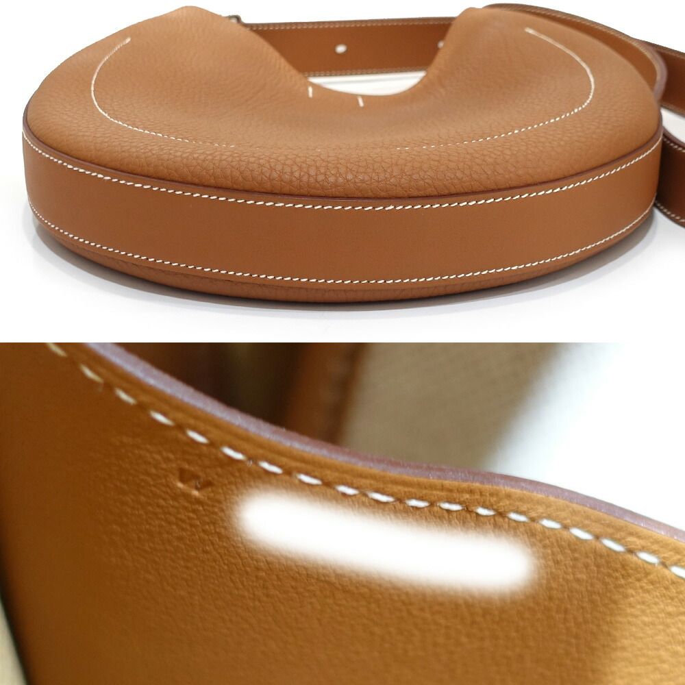 Hermes Arson Shoulder Bag Togo Leather Gold White Stitching Brown — view 4