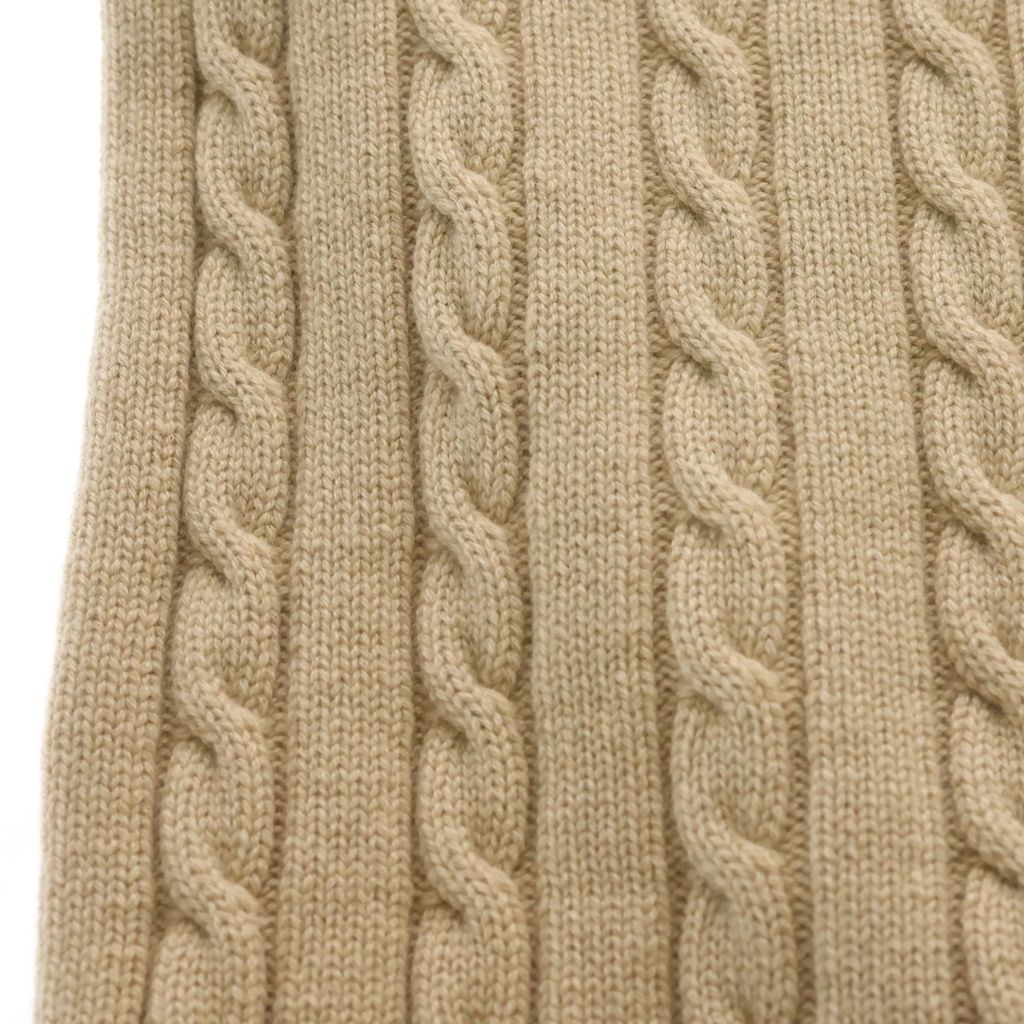 Celine One Point Logo Cable Knit Cashmere Scarf Beige Sweater — view 2