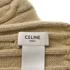 Celine One Point Logo Cable Knit Cashmere Scarf Beige Sweater — view 5