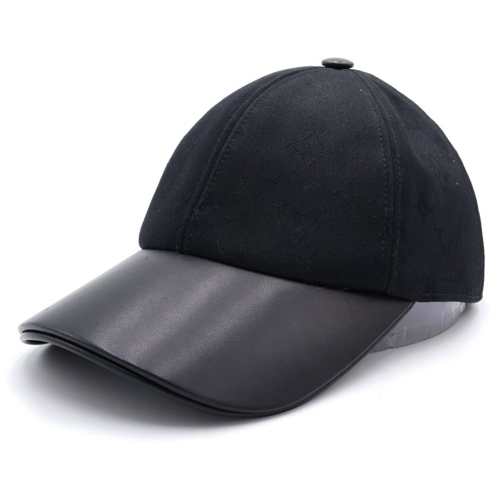 Louis Vuitton Cap LV Fast Monogram Leather Baseball Cap Black