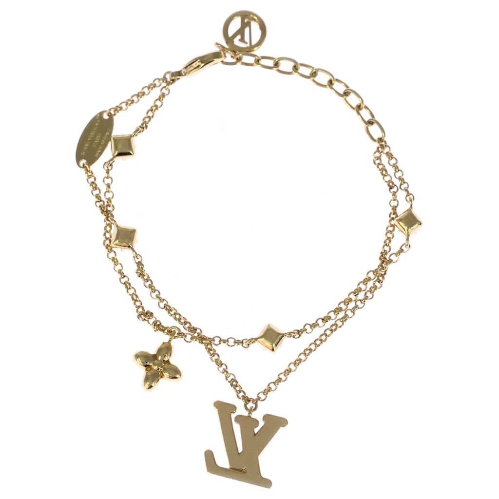 Louis Vuitton Bracelet LV Logo Charm Gold — view 2