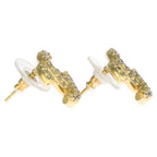Chanel CC Logo Rhinestone Earrings Gold — view 3