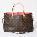 Louis Vuitton Pallas Monogram Canvas Vachetta Leather Shoulder Bag Brown Pink