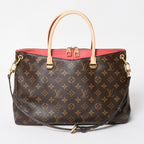 Louis Vuitton Pallas Monogram Canvas Vachetta Leather Shoulder Bag Brown Pink