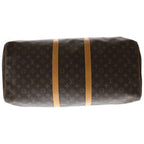 Louis Vuitton Monogram Keepall 55 Boston Bag Brown Leather — view 4
