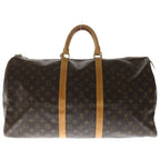 Louis Vuitton Monogram Keepall 55 Boston Bag Brown Leather — view 2