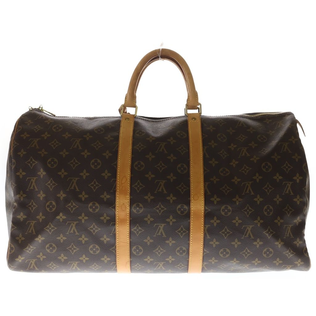Louis Vuitton Monogram Keepall 55 Boston Bag Brown Leather — view 2
