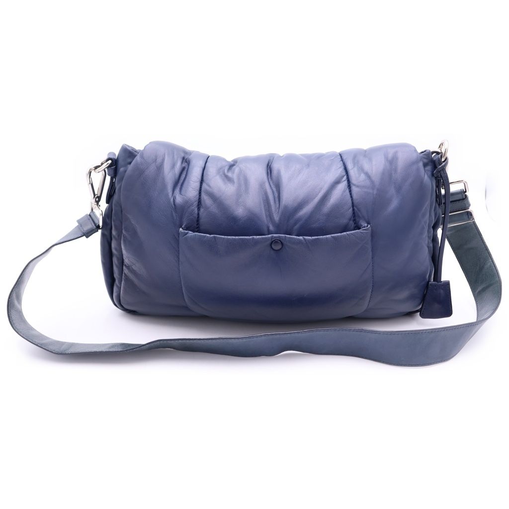 Prada Nappa Bomber Shoulder Bag Blue Nylon Leather — view 2