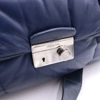 Prada Nappa Bomber Shoulder Bag Blue Nylon Leather — view 7