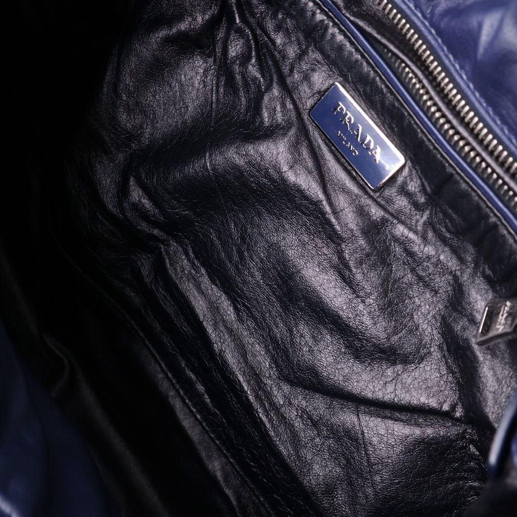 Prada Nappa Bomber Shoulder Bag Blue Nylon Leather — view 8