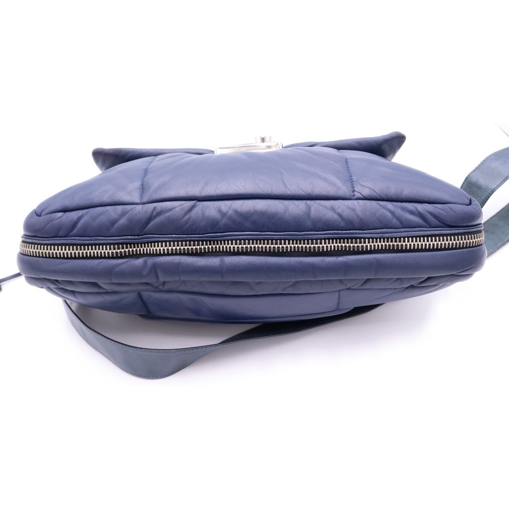 Prada Nappa Bomber Shoulder Bag Blue Nylon Leather — view 4