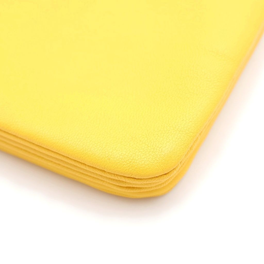 Celine Trio Small Leather Shoulder Bag Pouch Pochette Yellow — view 5