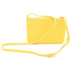 Celine Trio Small Leather Shoulder Bag Pouch Pochette Yellow — view 2