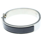Hermes Click Logo Enamel Bangle Bracelet Black Silver — view 4