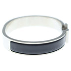 Hermes Click Logo Enamel Bangle Bracelet Black Silver — view 3