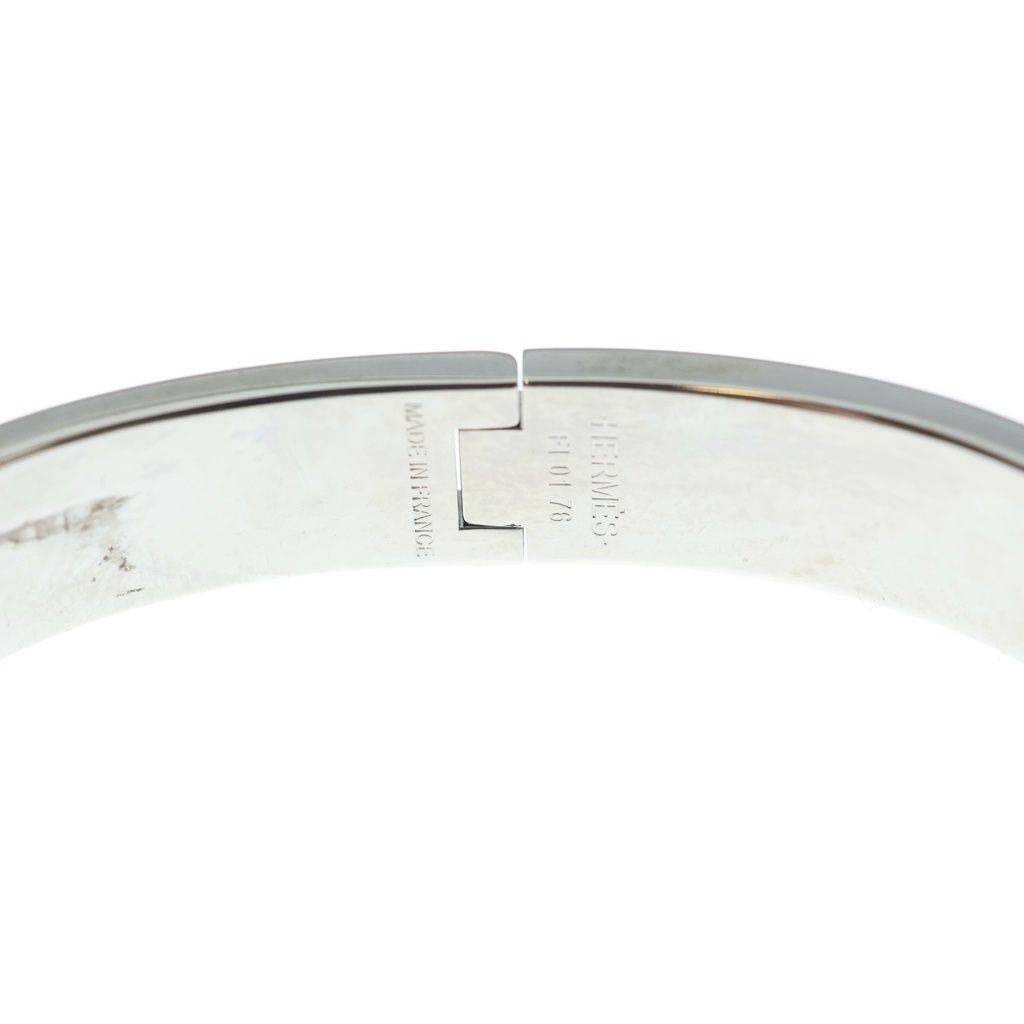 Hermes Click Logo Enamel Bangle Bracelet Black Silver — view 6