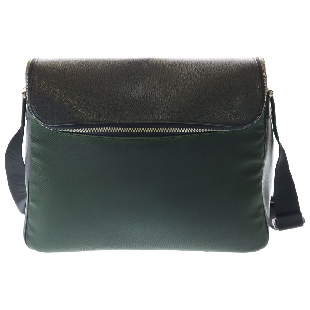 Louis Vuitton Taiga Shoulder Bag Black Green Leather Silver