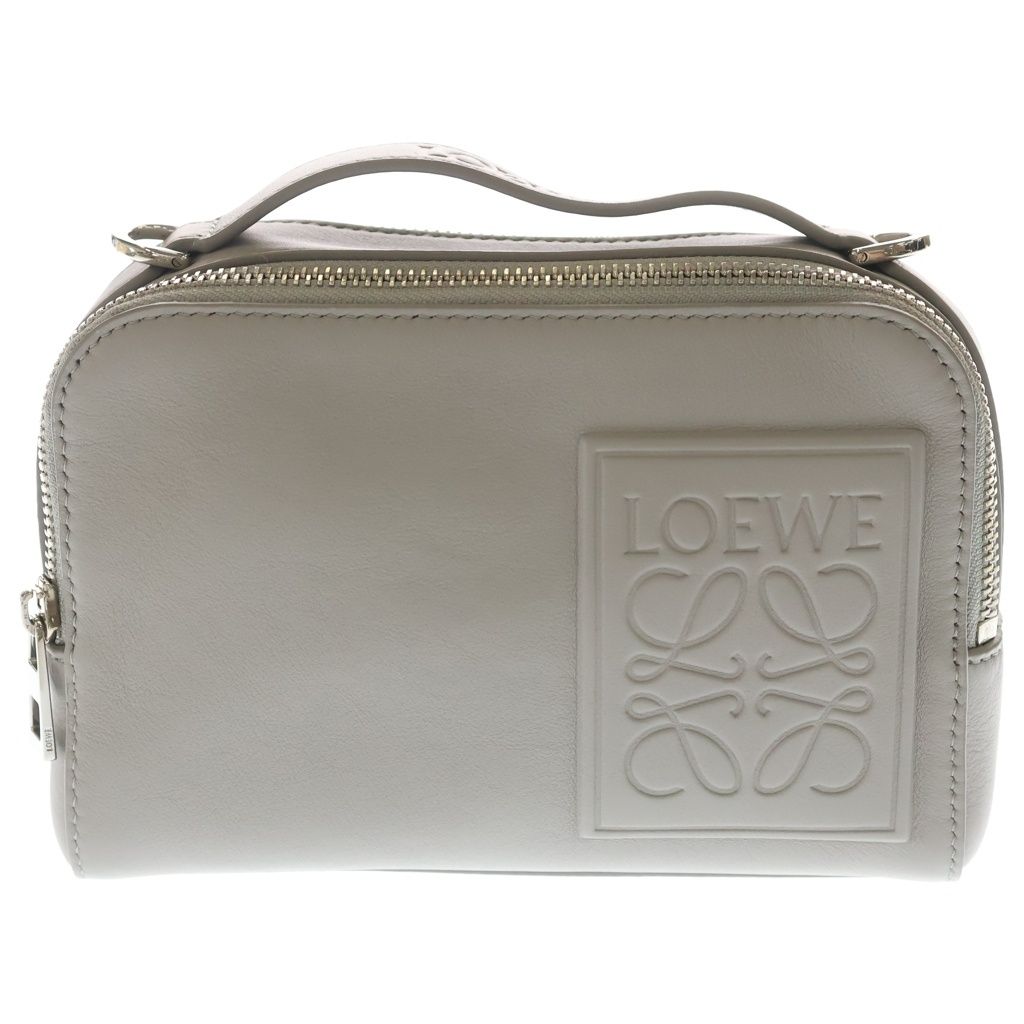 Loewe Crossbody Camera Bag Mini 2-Way Gray Leather Silver