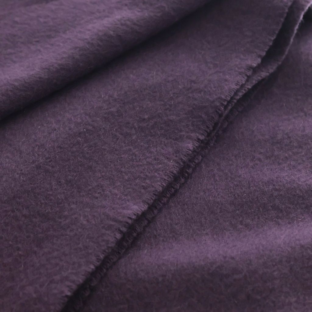 Hermes Logo Embroidery Cashmere Fringe Scarf Purple — view 6