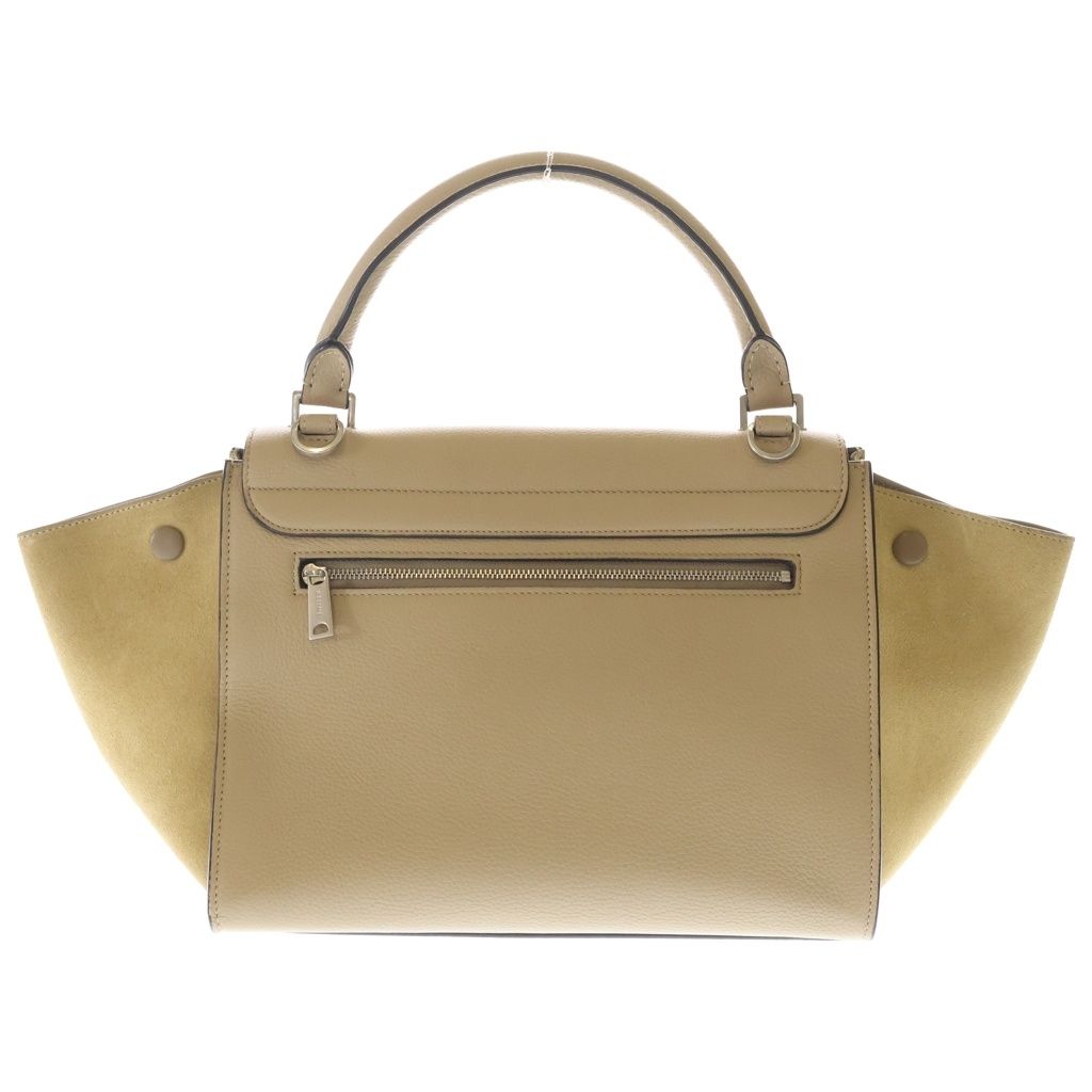 Celine Trapeze 2-Way Shoulder Bag Beige Leather Suede Silver — view 2