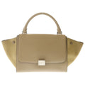 Celine Trapeze 2-Way Shoulder Bag Beige Leather Suede Silver