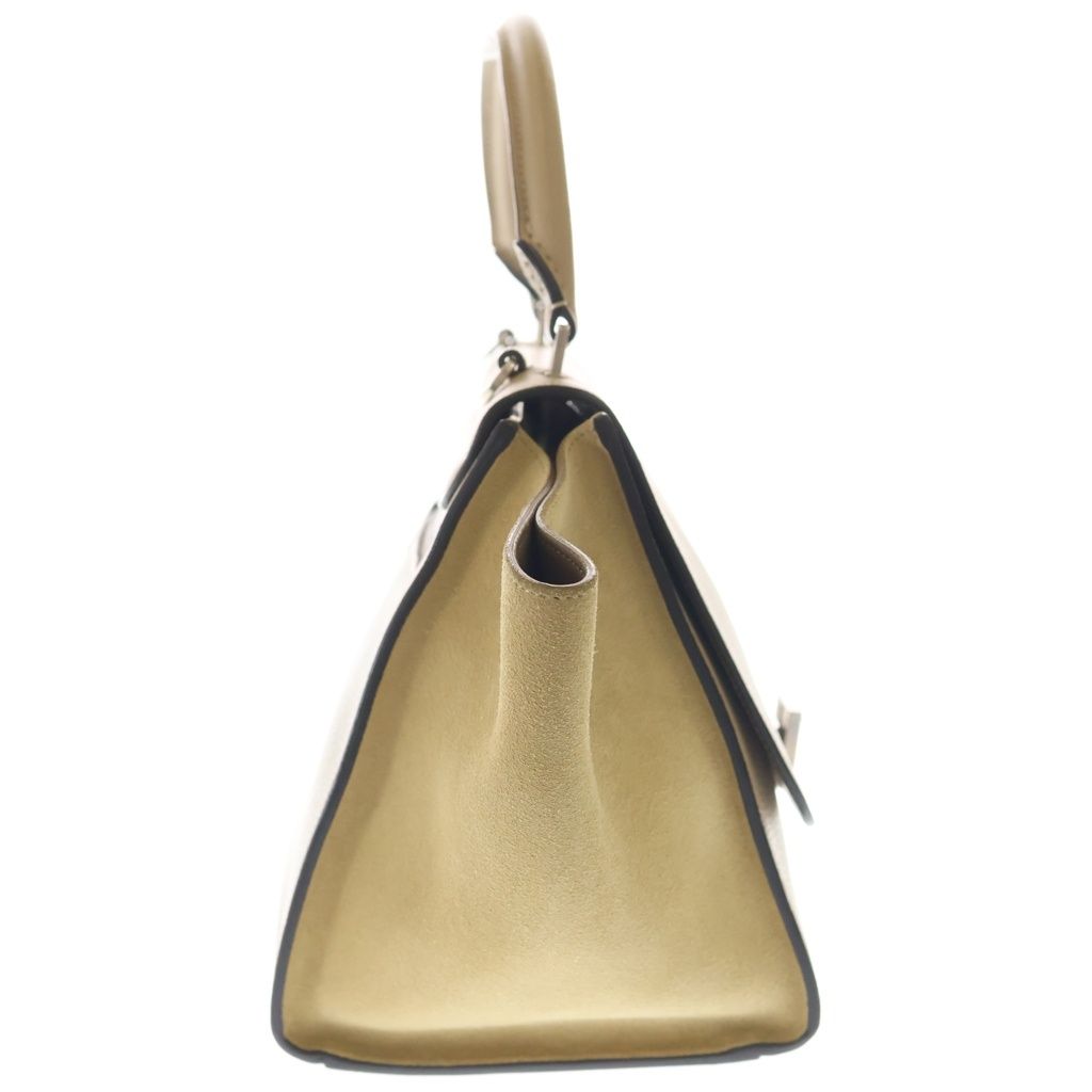 Celine Trapeze 2-Way Shoulder Bag Beige Leather Suede Silver — view 3