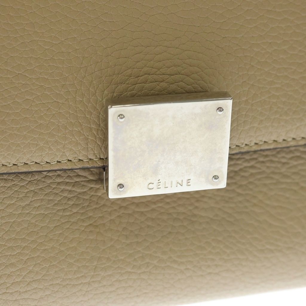 Celine Trapeze 2-Way Shoulder Bag Beige Leather Suede Silver — view 6