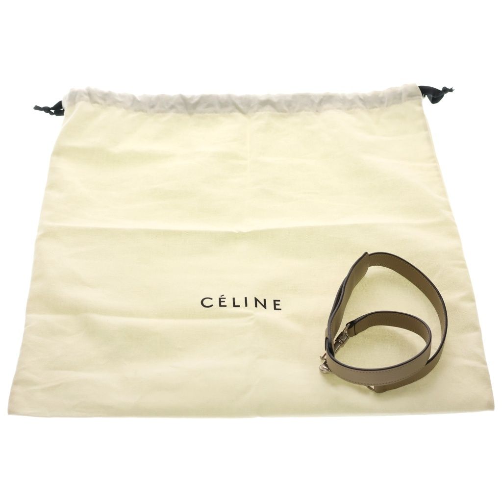 Celine Trapeze 2-Way Shoulder Bag Beige Leather Suede Silver — view 8