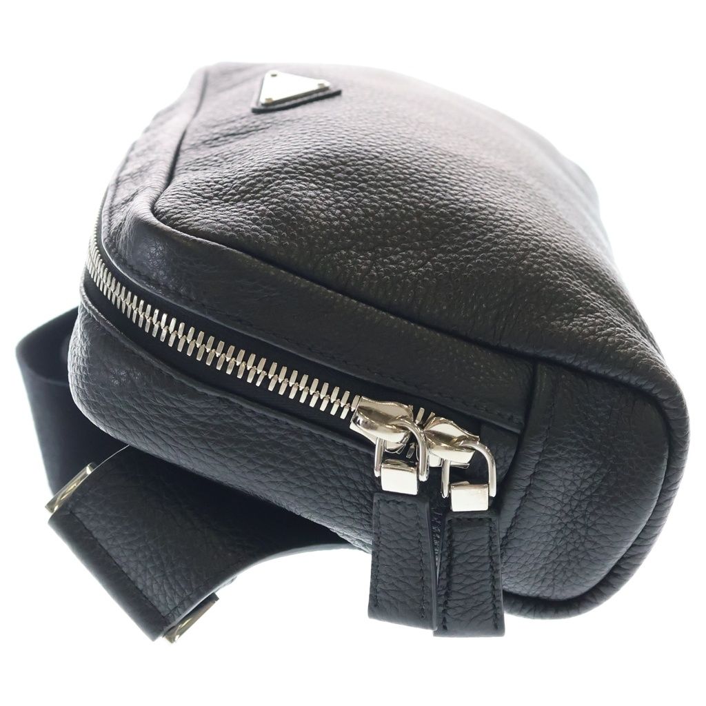 Prada Vitello Daino Shoulder Bag Leather Trick Charm Black — view 3