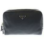 Prada Vitello Daino Shoulder Bag Leather Trick Charm Black